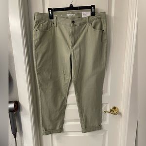 Sonoma new with tags, size 16 girlfriend jeans.  Light olive green